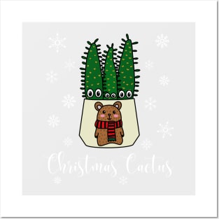 Christmas Cactus - Eves Pin Cacti In Christmas Bear Pot Posters and Art